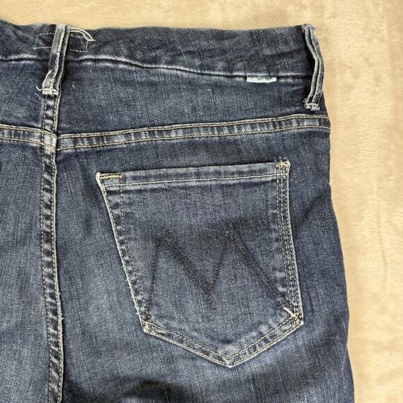 Mother High Waisted Looker Ankle Fray Jeans Size 28 On The Edge Dark Wash - Picture 4 of 11